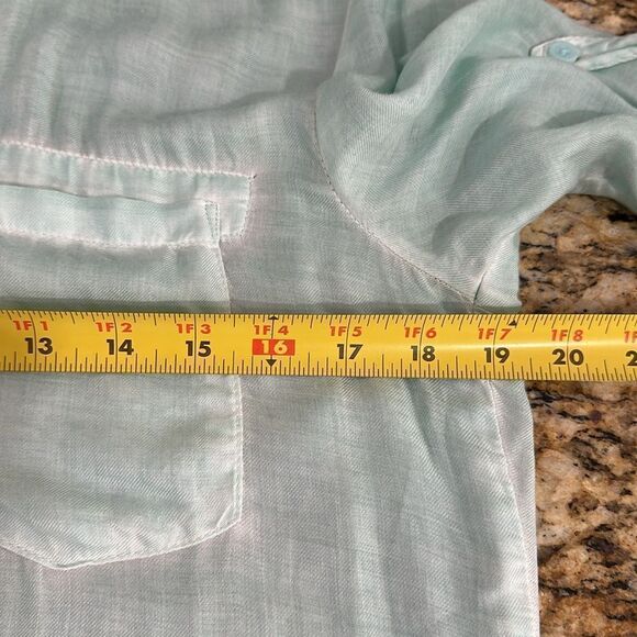 Beachlunchlounge Aqua Roll Tab Sleeve Button Down Shirt Size XS - Picture 6 of 8